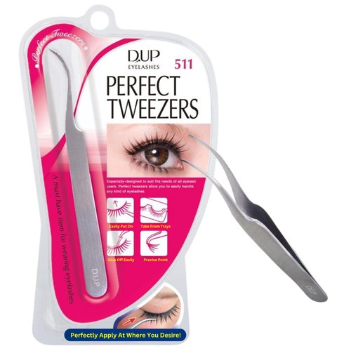 D-UP Eyelash Tweezers, Precision Lash Tool For False Eyelash Extensions, Stainless Steel Curved Tweezer for Eye Lash Application, Lash Cluster and Lash Strip Applicator Tool