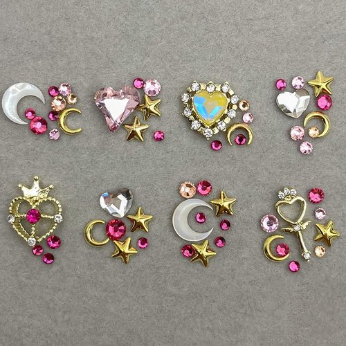 Dornail 3D Nail Charms for Acrylic Nails Crystal Heart Nail Rhinestones Star Moon Alloy Nail Art Charms Colorful Nail Gems Nail Decorations for Nail Art Rhinestones for Nails Supply (Style 1)