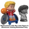 Fisher-Price Replacement Figure Little People Mia and Josh Basketball Playset FGX51 - Replacement Little Boy Josh Figure in Wheelchair Holding Basketball