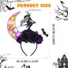 Fashey Halloween Light Up Headband LED Lighting Moon Headbands Black Rose Hairband Festival Witch Costume Hair Accessories for Women and Girls