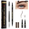 Eyebrow Pen, Soleira Waterproof Eyebrow Pencil with 4 Tip Microblading Eyebrow Pen and Dual-ended Eyebrow Brush, for Natural-Looking Brows, Long-Lasting, Dark Brown