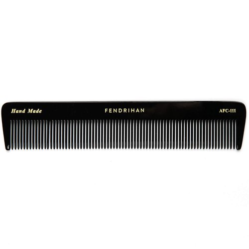Fendrihan Hand Finished Fine Tooth Pocket Comb, Black Plant Based Acetate (7.2 Inches)