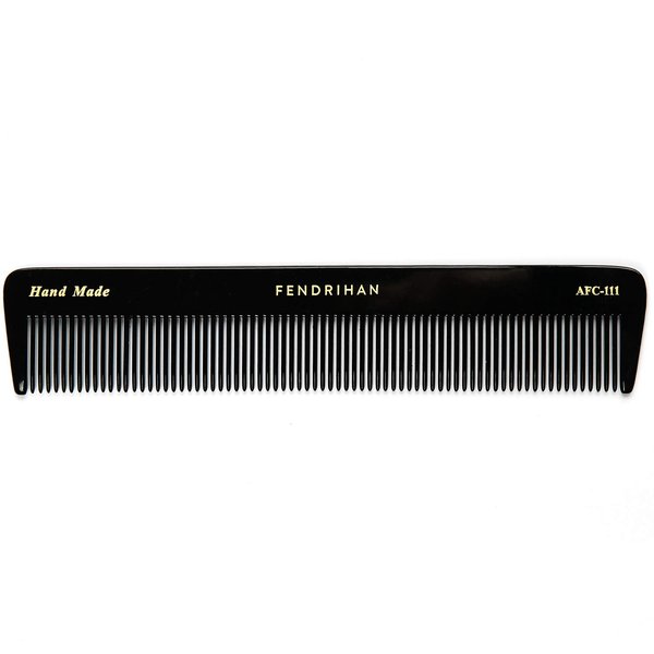 Fendrihan Hand Finished Fine Tooth Pocket Comb, Black Plant Based Acetate (7.2 Inches)