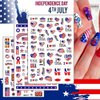 8Pcs 4th of July Nail Stickers Independence Day Nail Art Stickers USA Patriotic Theme Nail Design Supplies 3D American Flag Heart Eagle Butterfly Nail Decals for Memorial Day DIY Manicure Decoration