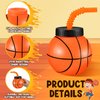 Nuanchu 12 Sets 14 oz Basketball Cups with Straws and Lids Plastic Ball Cups Reusable Basketball Party Cups Bulk Basketball Party Favor for Kids Birthday Sports Theme Party Supplies