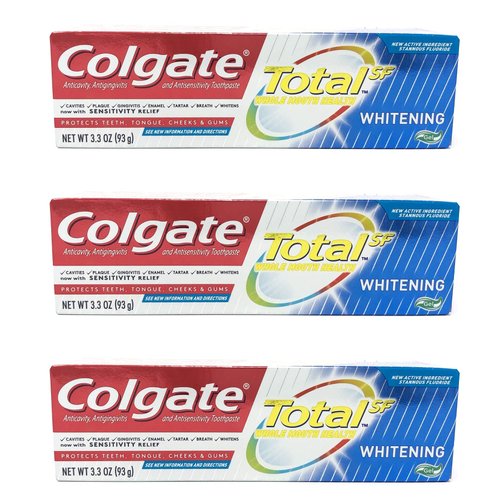 Colgate Total Whitening Toothpaste Gel, 3.3 oz (Pack of 3)