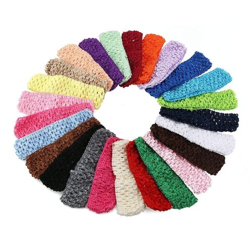 JDYYICZ Colourful Crochet Elastic Headbands Hair Accessories，Stretch Hair Bands DIY Head Bows and Flower Accessories in 25 colors