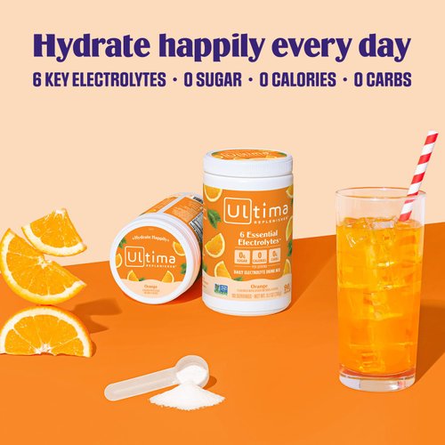 Ultima Replenisher Daily Electrolyte Drink Mix – Orange, 90 Servings – Hydration Powder with 6 Key Electrolytes & Trace Minerals – Keto Friendly, Vegan, Non- GMO & Sugar-Free Electrolyte Powder