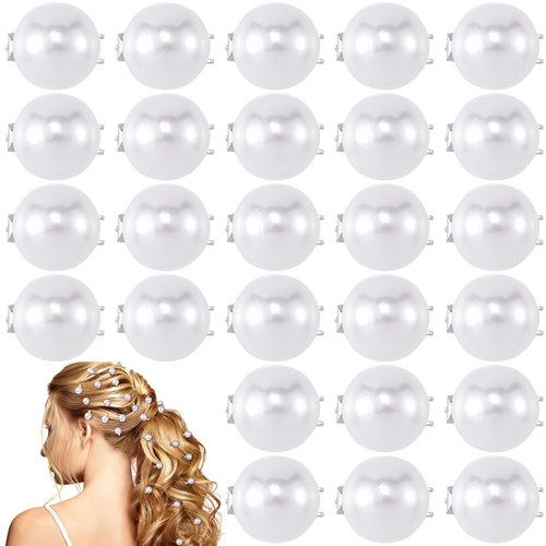 OIIKI 30PCS White Mini Pearl Hair Clips, Women Hair Pearls Barrettes, Elegant Brides Pearl Hair Pins, Cute Decorative Hair Accessories for Daily Use, Wedding, Parties