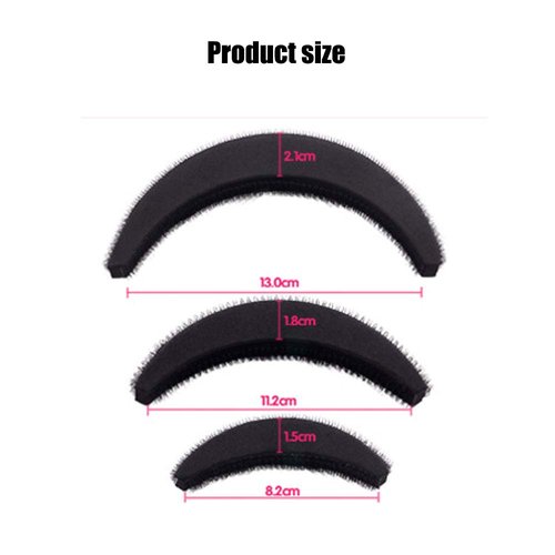 KOOBOOK 3Sets(9PCS) Hair Volume Increaser Puff Sponge Pad Bump Up Beehive Hair Styler Clip Stick Base DIY Updo Styling Tool