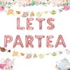 LaVenty LET'S PAR TEA Balloons Tea Party Birthday Banner Tea Party Decorations Lets Par-Tea Party Decor Par Tea Baby Shower Par Tea First Birthday Decoration Flower Garland (Floral Banner)