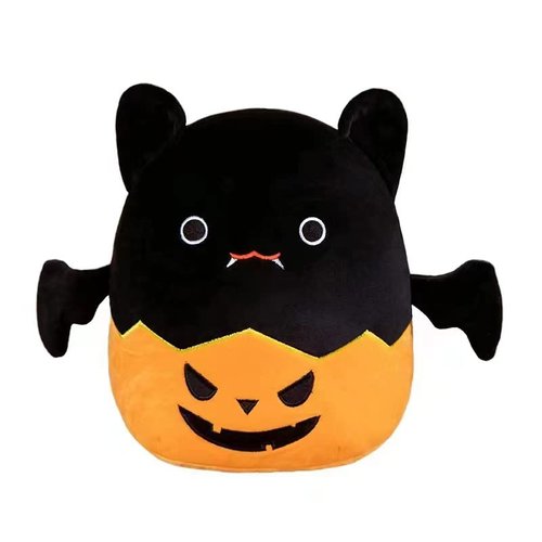 ZRSWQYBZ Halloween Black Cow Plush Pillow Toy,Cute Soft Cow Stuffed Animals Great Gift for Kids Birthdays, Christmas (Pumpkin Bat)