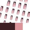 Valentine's Day Black French Tip Press on Nails Square Fake Nails Medium Acrylic Nails Press ons Cute Valentines Heart Rhinestones Full Cover Glue on Nails for Women Girls 24 Pcs
