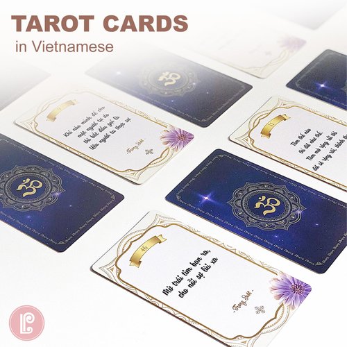 LINGPA 53 Vietnamese Wisdom Cards for Beginners Readers Deck Set with Guide Book, Premium Art Paper, OM Sanskrit Fortune Telling Healing Quotes, Advices, Gold Lining, Answers of Work, Love, Family