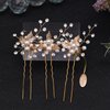 3 Pcs Wedding Jewelry Set for Brides Gold Crystal Pearl Flower Jewelry Set Dainty Rhinestone Wedding Hair Clips Bridal Hair Jewelry for Bridesmaid(Gold)