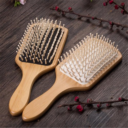 JYHY Keratin Oil Infused Natural Wooden Massage Hair paddle Brush/Beauty SPA Massager Massage Comb/Big Size Hair Detangler Brush Improve Hair Growth,White Wood Pins