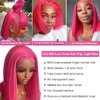Bob Wig Human Hair, Hot Pink Human Hair Lace Front Wigs 14 Inch 13x4 HD Lace Front Wigs Human Hair Pre Plucked Glueless Lace Frontal Bob Wigs Brazilian Virgin Human Hair Wig for Women 180% Density