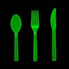 Party Essentials Hard Plastic Cutlery Combo Pack, 51 Pieces/17 Place Settings, Neon Green