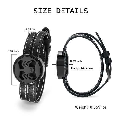 constantlife for Kids Adult Stainless Steel Allergy Free Aromatherapy Prefume Essential Oil Diffuser Lockets Leather Band Bracelet (Black)