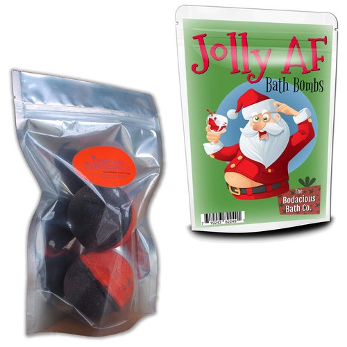 Jolly AF Bath Bombs - Funny Drunk Santa Design - Novelty Bath Bombs for Men and Women - Giant Black Cherry Bath Fizzers, Handcrafted in The USA, 2 Count