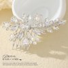 Unicra Silver Bride Wedding Hair Comb Bridal Flower Headpiece Sparkly Rhinestone Hair Accessorie for Women and Girls