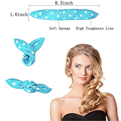 Foam Hair Curlers, Pillow Cloth Hair Rollers,No Heat Sleeping Soft Sponge Rollers for Long, Short, Thick & Thin Hair Spiral Curls Hair Styling Rollers (Blue)