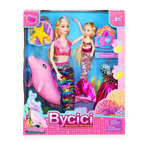 Mermaid Doll with Little Mermaid Toys for Girls Age 4-7 and Pink Dolphin Playset, Blonde Hair Mermaid Dolls Toys with Accessories, Best Birthday Gifts for Girls 3 4 5 6 7 Years Old