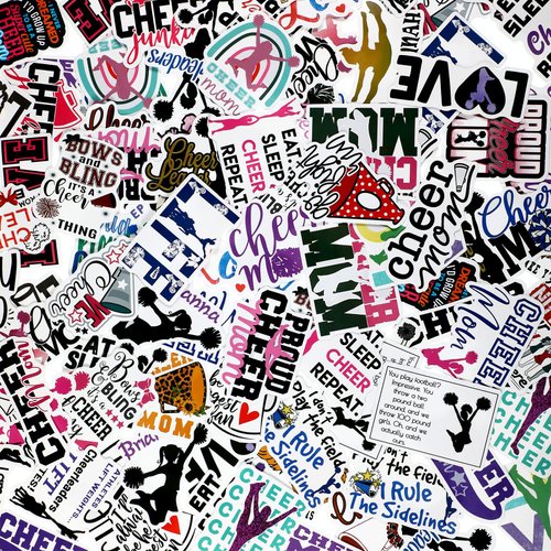 100 Pieces Cheerleading Stickers Cheerleading Gifts, 30 Pieces Cheerleader Hair Ties Hair Ropes and 20 Pieces Cheerleading Inspirational Silicone Wristbands for Cheer Party Favors Christmas Gifts