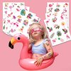 96 PCS Flamingo Temporary Tattoos Sticker Hawaiian Summer Tropical Luau Birthday Party Decorations Supplies Favors Gifts Girls Boys Baby Showers Prizes Cute Tattoo School Reward Themed