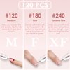 [Upgrade]Depvko 120pcs Small Sanding Bands for Nail Drills with 2pcs 3.1MM Mandrel Nail Drill Bits, 180 Fine Grit Nail File Sanding Bands for Acrylic Nails Tech Gel Manicures and Pedicure, Pink