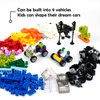 Wheels and Axles Sets with Steering Wheels& &Windshield&Traffic Light, Over 400pcs Classic Bricks Pieces and Car Parts Kits, Basic Bulk Building Blocks Vehicles with Tires