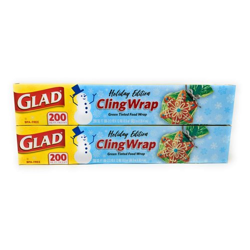 Glad Holiday Cling Wrap Plastic Wrap - Green - 200sq ft (Pack of 2)