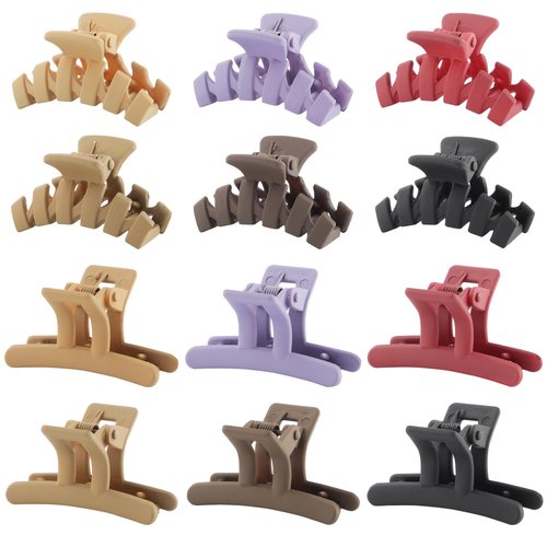 12 Pcs Matte Small Hair Clips Mini Hair Clips for Women and Girls Plastic Small Claw Clips for Th...
