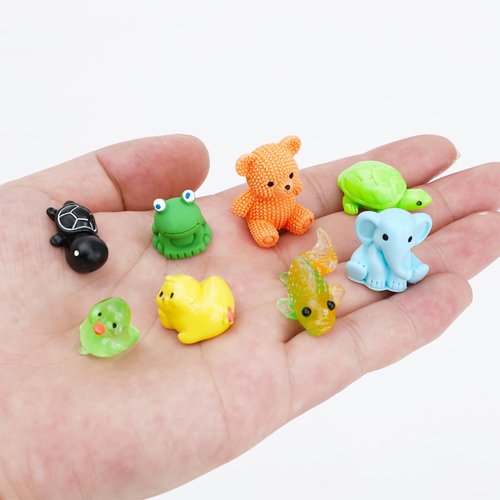 ONEST 50 Pieces Mini Animal Figurines Playset Hand Painted Little Animal Toys Resin Small Animal Figures for Kids Adults