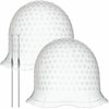 2 Sets Highlighting Cap with Hook, Silicone Highlight Cap, Hair Cap for Highlight Bleach Cap, Hair Dye Cap with Holes, Highlight Caps for Dying Hair, Hair Highlight Kit for Home and Salon Use(White)