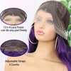 FUGADY Purple Body Wavy Wig Lace Front Wig Dark Root Purple Synthetic Lace Front Curly Wigs for Black Women Pre Plucked with Baby Hair Heat Resistant Synthetic Wigs Daily Party Cosplay Use (Synthetic| 13 * 4|24Inches)