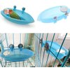 Bird Bathtub with Mirror Toy Shower Tub Bathtub Cleaning Tool Plastic Durable Adorable Odorless for Small Parrot Parakeet Cockatiel Conure Lovebird Finch Budgie Canary Cage Accessories (A)