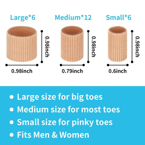 tifanso 24PCS Gel Toe Protectors - 0.98 Inches Toe Sleeve Tubes Toe Pads for Blisters, Corn Cushions, Hammer Toes, Toe Caps Covers Toe Cushion Toe Guards for Women, Toe Separators for Overlapping Toes