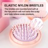 RHOS Folding Brush with Mirror for Women,Girls-Compact Brush with Mirror for Purse,Small Pocket Hair Brush with Soft Nylon Bristles-Portable Hair Brush with Mirror for Travel(Pink)