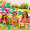 Hungdao 72 Pcs Mini Beach Ball Decoration Rainbow Small Beach Ball with Hanging Rope and Hooks Inflatable Pool Ball Blow up Sport Ball Toy for Water Games Summer Hawaiian Party Ornament