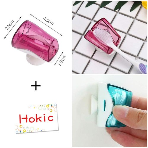 6 Pack Travel Toothbrush Head Covers with Suction Cup Electric and Manual Toothbrush Cover Clip Portable Plastic Toothbrush Protector Cap Brush Pod Case for Traveling, Camping, Bathroom, Home, School