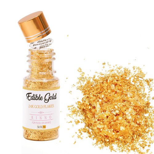 Edible Gold Flakes, 100mg 24k Drink Glitter Edible Powder, Pure Gold Sprinkles for Cake Toppers, Chocolate Cake Decorating, Skin Care and Food Coloring