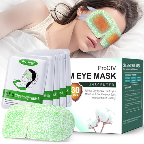 ProCIV 30 Packs Steam Eye Mask, Heated Eye Masks Relaxing Gifts for Women Soothing Eye Fatigue Hot Sleep Mask, Warm Eye Compress for Dry Eyes, Disposable Eye Mask for Travel Essentials