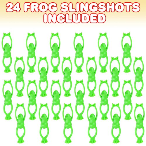 ArtCreativity Stretchy Frog Slingshot Toys, Set of 24, Sling Shot Animal Toys for Kids, Outdoor Shooting Toys for Boys and Girls, Fun Zoo Birthday Party Favors, Animal Goodie Bag Fillers