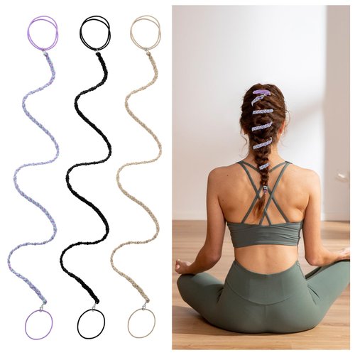 3Pcs Elastic Spiral Hair Ties No Damage, 26'' Colorful Tangle Free Hair Ties for Women, Braided Ponytail Holders Hair Accessories for Sports, Thin Long Hair Wrap String for Gym Motorcycle - Basic