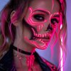 Halloween Makeup Kit with Tri-Color Face Paint, Pink Hair Chalk & Brush, Black White Neon Pink Body Painting Cream for Special Effects Theater SFX Costume Cosplay Skeleton Skull Character Makeup