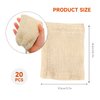 Arimilk 20 Pack Soap Bags, soap saver bag，Natural Cotton Linen Soap Saving Bags Mesh Plastic Free Exfoliating Foaming and Drying Shower Soap Holder (Coffee colored beads)