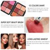LSxia 12 Colors Cream [Blush] Makeup Palette for Cheeks - Multi-functional Blush Makeup Palette with Brush, Natural Matte Long Wearing, Waterproof Blendable Face Makeup Palette (#01)