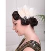 Aimimier 1920s Flapper Feather Hair Clip Ivory Headpiece Prom Party Roaring 20s Accessories for Women and Girls