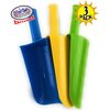 Matty's Toy Stop 9" Kids Short Handle Sand Scoop Plastic Shovels for Sand & Beach (Yellow, Blue & Green) Gift Set Bundle - 3 Pack